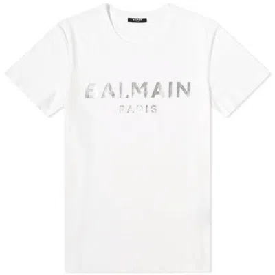 Balmain T-shirt In Blanc/argent