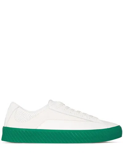 By Far Woman Sneakers White Size 6 Soft Leather In Green On White