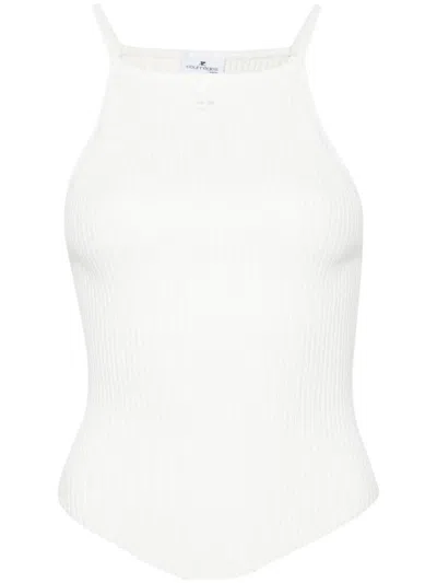 Courrèges Sleeveless Knitted Top In White