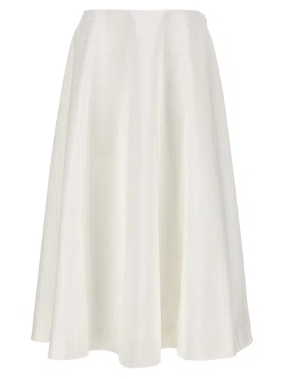 Valentino Poplin Midi Skirt In White