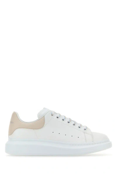 Alexander Mcqueen White Leather Sneakers With Light Pink Leather Hee