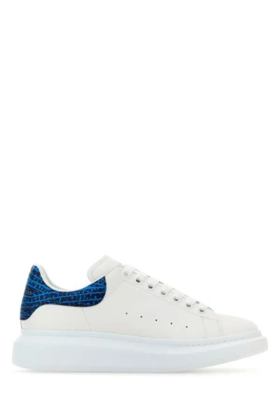 Alexander Mcqueen Man White Leather Sneakers With Printed Leather Heel