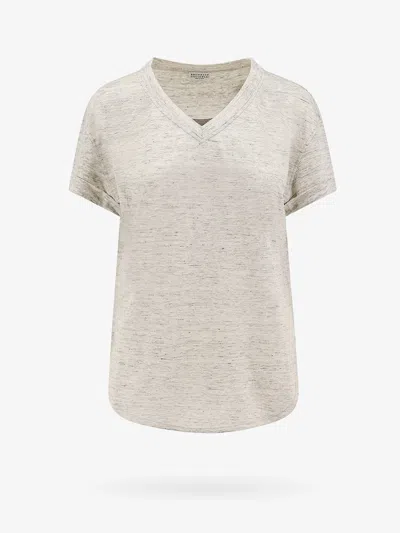 Brunello Cucinelli Woman T-shirt Woman Grey T-shirts In Gray