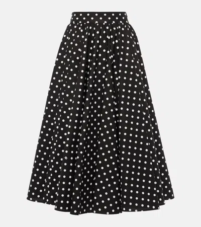 Dolce & Gabbana Polka-dot Cotton Midi Skirt In Black