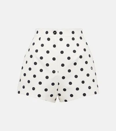 Dolce & Gabbana Polka Dot-print High-waisted Shorts In White