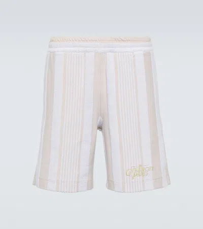 Givenchy G Plage Striped Cotton-blend Terry Bermuda Shorts In White
