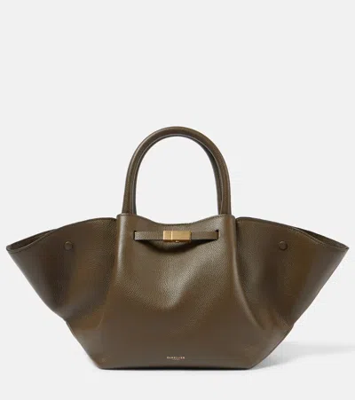 Demellier New York Midi Grained Leather Tote Bag In Green