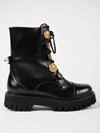 Dolce & Gabbana Embellished Glossed-leather Ankle Boots In Black