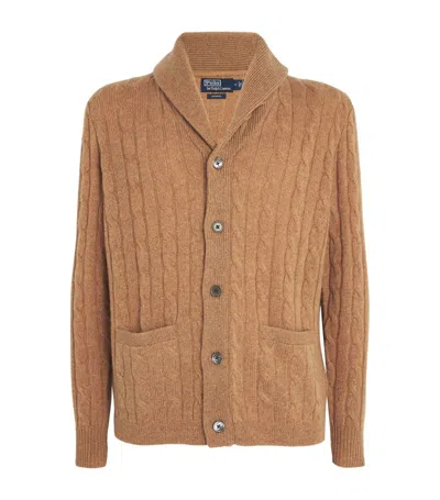 Polo Ralph Lauren Shawl-collar Cable-knit Cashmere Cardigan In Brown