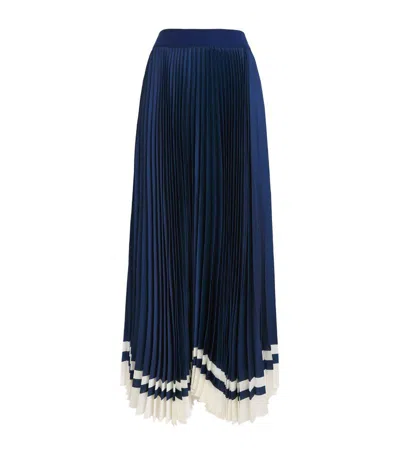 Alice And Olivia Pleated Maxi Skirt In Blue