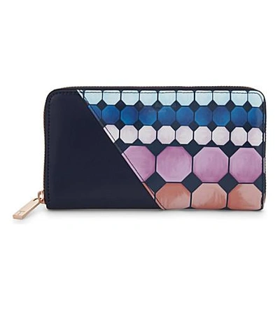 Ted Baker Arrica Mosaic Leather Matinee Purse In Navy