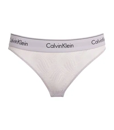 Calvin Klein Modern Lace Semi-sheer Bikini Briefs In Purple