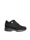 Hogan Interactive Suede & Satin Sneakers In Black