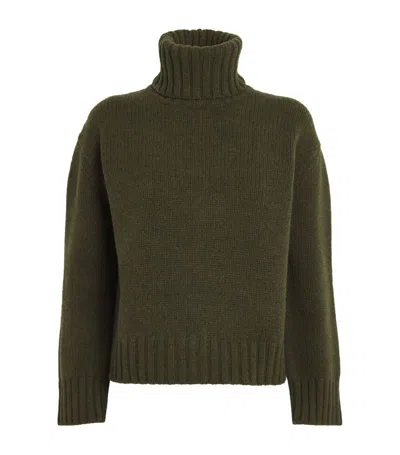 Fabiana Filippi Merino-silk-cashmere Rollneck Sweater In Green