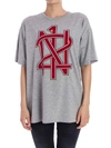 N°21 Printed Oversized T-shirt In Grey - Red