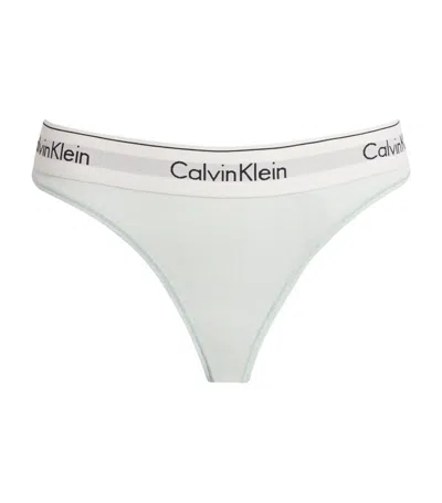 Calvin Klein Modern Cotton Thong In Blue