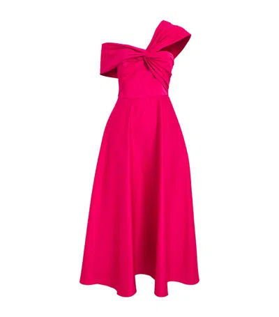 Roland Mouret Cotton-blend Asymmetric Midi Dress In Pink
