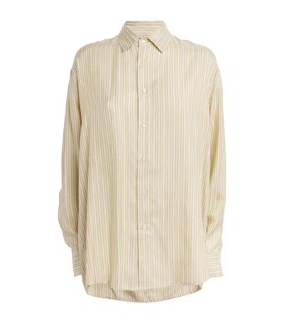 Le Kasha Silk Oversized Striped Shirt In Multi