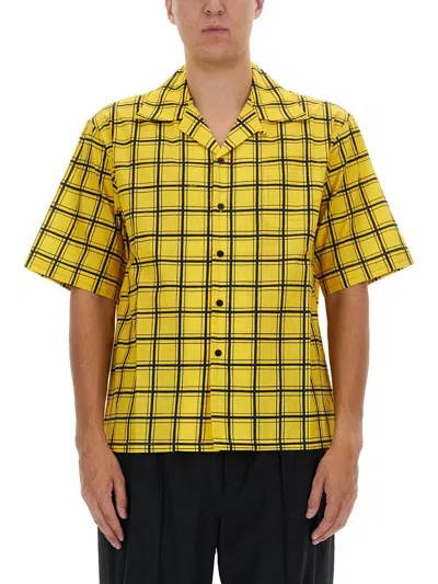 Marni Check Print Shirt In Yellow