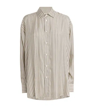 Le Kasha Silk Oversized Striped Shirt In Multi