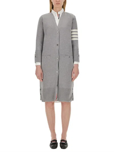 Thom Browne Wool Cardigan Dress In Gray