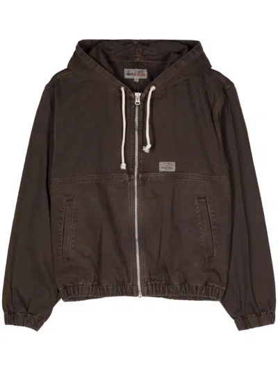 Stussy Cotton Hooded Jacket In Brown