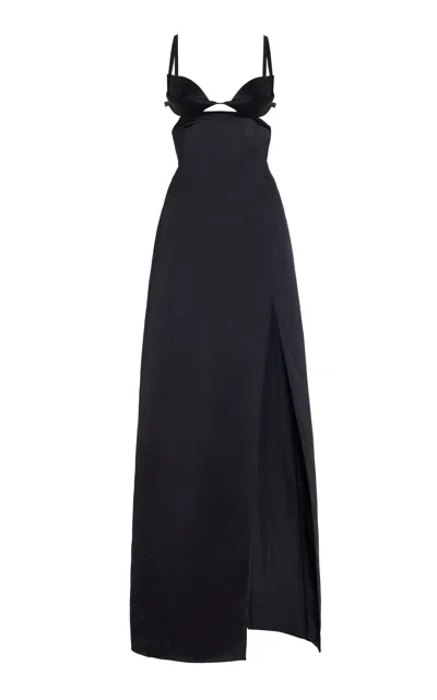 Nensi Dojaka Double Petal Long Dress In Black