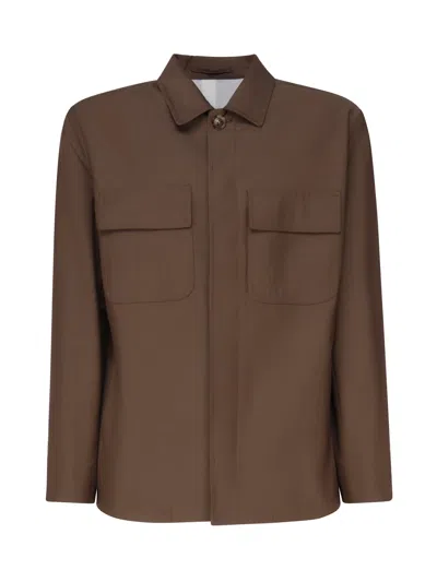 Lardini Spread-collar Shirt Jacket In Brown