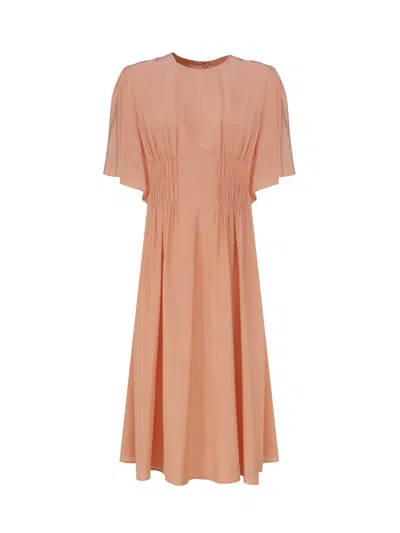 Chloé Flared Dress With Cap Sleeves In Pink