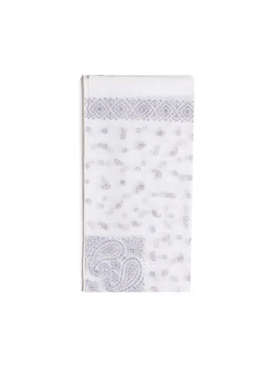 Eleventy Cotton Scarf In Paisley Print In White