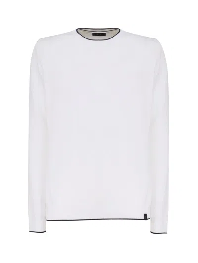 Fay Cotton Sweater With Round Neck In White