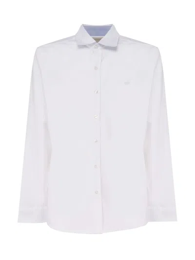 Fay Cotton Shirt With Ton Sur Ton Logo In White