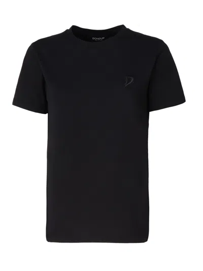 Dondup Logo-embroidered Cotton T-shirt In Black