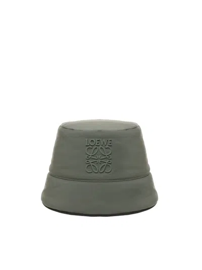 Loewe Logo-appliquéd Padded Nylon Bucket Hat In Khaki Green