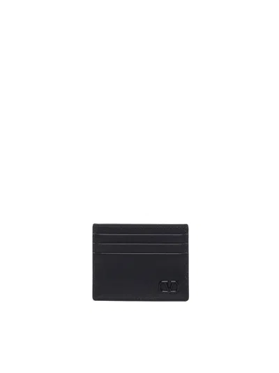 Valentino Garavani Cardholder In Calfskin In Black