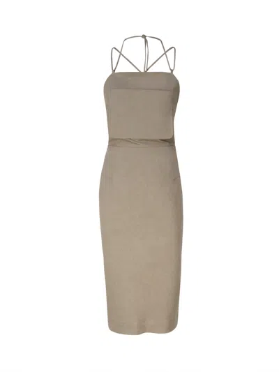 Max Mara Adorno1234 Cotton Twill Midi Dress In Khaki