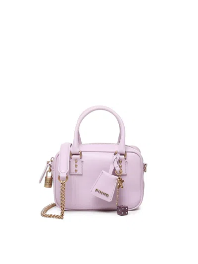 Pinko Mini Bowling Bag In Leather In Nude & Neutrals