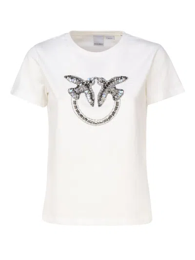 Pinko Love Bird T-shirt In Bianco Nembo