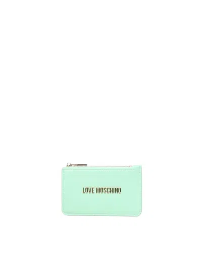Love Moschino Coin Purse With Logo In Green