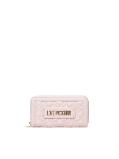 Love Moschino Quilted Zip Around Wallet In Pink
