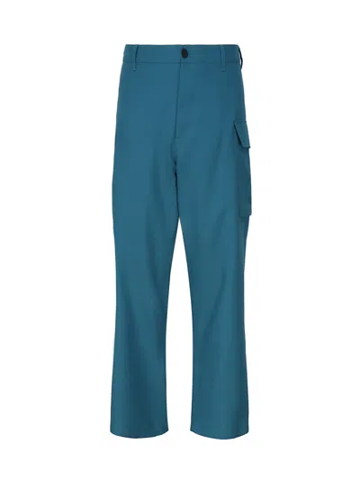 Marni Cool Wool Trousers With Cargo Pockets In Blue