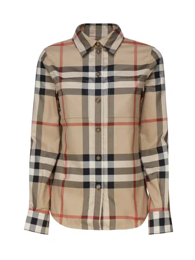 Burberry Vintage Check Shirt In Cotton In Beige