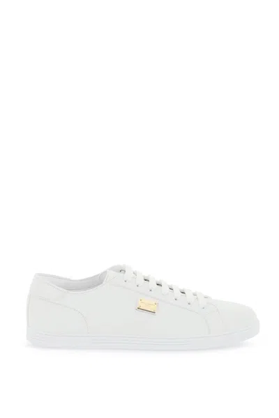 Dolce & Gabbana Saint Tropez Leather Sneakers In Blanco