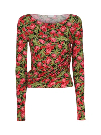 Magda Butrym Rose-print Long-sleeve Top In Multicolour