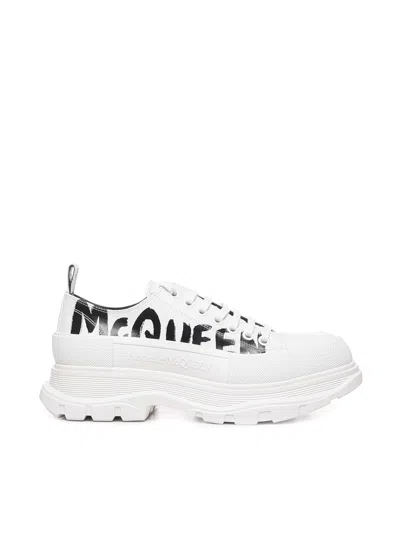 Alexander Mcqueen Graffiti Logo Sneakers In White