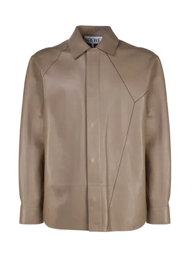 Loewe Leather Jacket In Camel