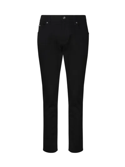 Dolce & Gabbana Washed Black Slim-fit Stretch Jeans In Multicolor