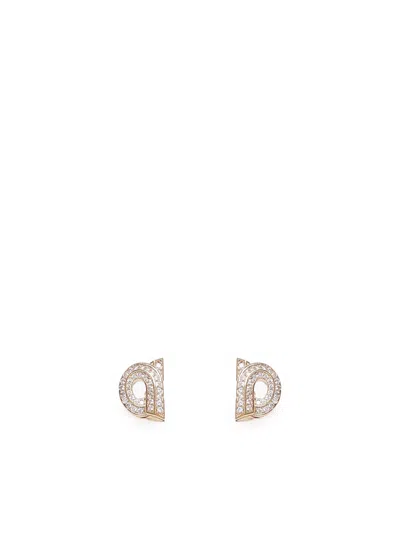 Ferragamo Gancini Earrings With Rhinestones In Golden