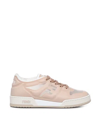 Fendi Logo Sneakers In Fabric In Pale Pink