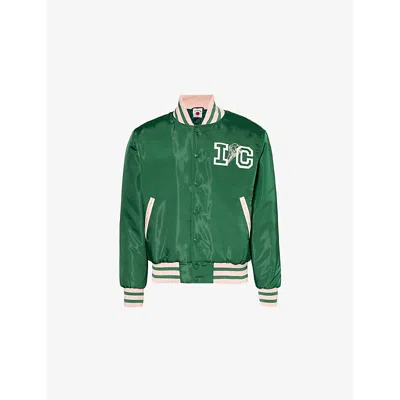 Icecream Mens Green Embroidered Satin Jacket